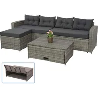 Mendler HWC-J34 Pollyrattan Lounge-Set grau