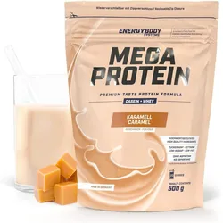 Mega Protein Karamell. Eiweißshake Proteinpulver mit Whey & Casein. 500 g EINHEITSFARBE 500g