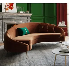 aea Ecksofa 3 Sitzer Polster Samt Modern Relax Sitz Luxus Möbel Wohnlandschaft Eck - Braun