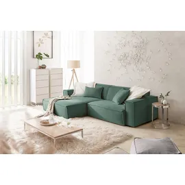 KAWOLA Ecksofa Cord 3-Sitzer Grün