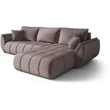 cornero Eckcouch Velours 3-Sitzer Dunkelrosa