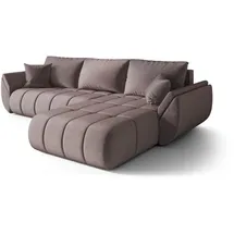 cornero Eckcouch Velours 3-Sitzer Dunkelrosa