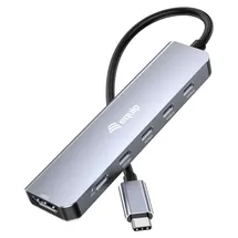 Equip Adapter USB-C->HDMI/3xUSB-C/USB PD 4k/ 60hz 0.25m Alu. - Adapter - Digital/Daten (133499)
