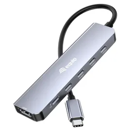 Equip Adapter USB-C->HDMI/3xUSB-C/USB PD 4k/ 60hz 0.25m Alu. - Adapter - Digital/Daten (133499)