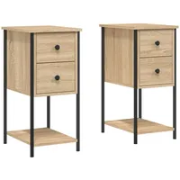 VidaXL Nachttische 2 Stk Sonoma-Eiche 32x42x70 cm Holzwerkstoff