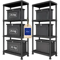 FIXKRAFT 2er-Set Steckregal Kunststoff Keller Regal 60cm Breit für Abstellraum & Vorratsregal Küche 100kg Last Kunststoffregal zum Stecken 4 Böden Kellerregal (2, 4 Böden)