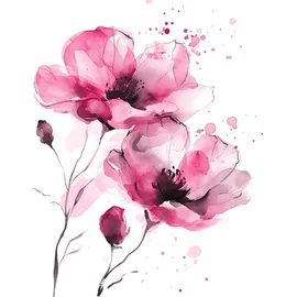 Ti-Flair Servietten Papier 33x33cm 3-lagig hochwertige Einweg Papierservietten für Feier Hochzeit Geburtstag Frühlingsdeko Sommer Blumen Aquarell Mohn Rosa