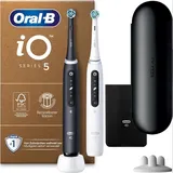 Oral B Oral-B iO Series 5 Plus Edition Elektrische Zahnbürste/Electric Toothbrush, Doppelpack PLUS 2 Aufsteckbürsten, 5 Putzmodi, Etui, recycelbare Verpackung, black/white