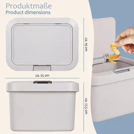 Onvaya ONVAYA® Komposteimer für die Küche ǀ Hellgrau ǀ geruchsdicht ǀ spülmaschinengeeignet ǀ für Arbeitsplatte und Küchentisch ǀ 5 Liter Fassu... ǀ Hellgrau
