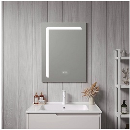 pro.tec LED-Badspiegel Chambave 45x60 cm Silberfarben