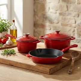 casativo Profi Gusseisen Topf-Set 3-tlg. Pfanne + Kochtopf + Stielkasserolle