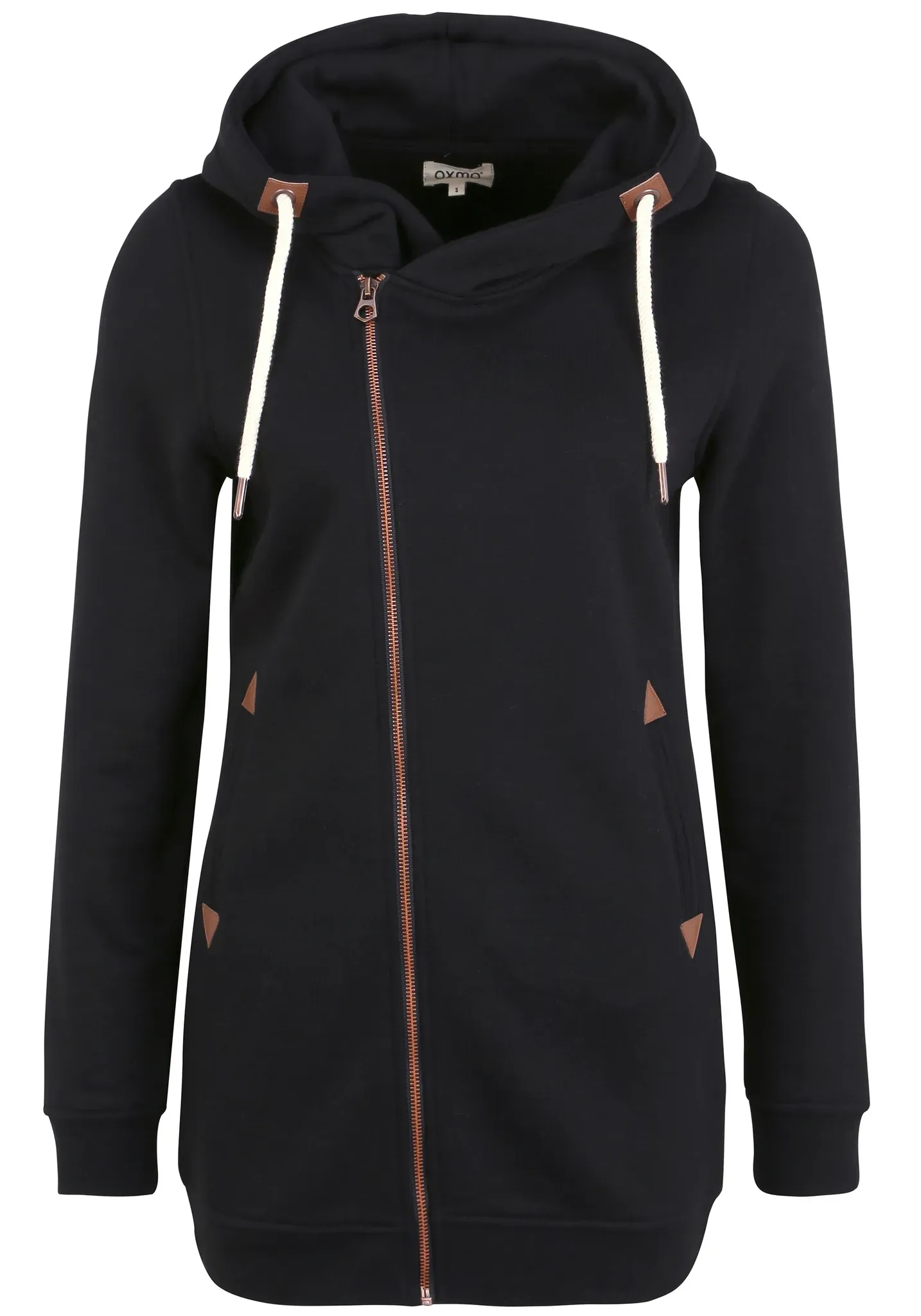 Kapuzensweatjacke OXMO "Kapuzensweatjacke OXVicky" Gr. XS, schwarz Damen Sweatjacken