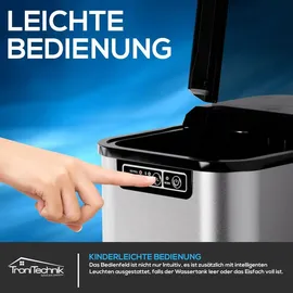 Tronitechnik TroniTechnik® Eiswürfelmaschine Eiswürfelbereiter aus Edelstahl , Ice Maker, 12kg/24h, 2,2 Liter Wassertank, 2 Größen, Selbstreinigung