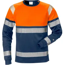 Fristads High Vis T-Shirt Langarm Kl. 1 7519 THV - L - orange/marine