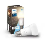 White Philips Hue White E27 Lampe kompatibel mit Amazon Alexa 800 Lumen