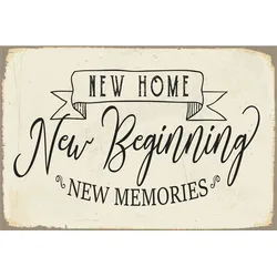 queence Metallbild »New Beginning«, Sprüche-Schriftzug-Sprüche-Sprüche & Texte-Motivationsbilder, (1 St.), Stahlschild, Blechschild, Spruch, Einzug, Gastgeschenk, Motivation queence Farbe Bild(er): schwarz