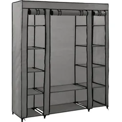 vidaXL Stoffschrank mit Fächern Kleiderstangen Grau 150x45x176cm