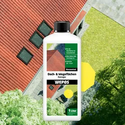 WEPOS Dach- & Wegflächen Reiniger, 1 l, Konzentrat, für Beton, Ton, Naturstein, Holz, reinigend, vorbeugend