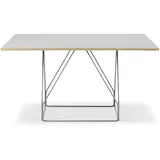 Fredericia JG Esstisch, 140 x 140 cm, brushed steel / linoleum grau
