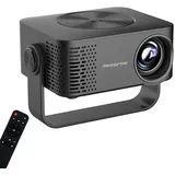 ZELURXX Mini Beamer 1080P Full HD WiFi Projektor mit HiFi Lautsprecher, Tragbarer Beamer für Heimkino, 120 Zoll Großbild, schwarz - Schwarz