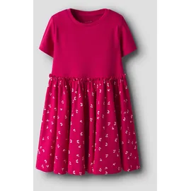 NAME IT Jerseykleid "NMFHAISY SS DRESS PB", Mädchen, Gr. 92, N-Gr, love potion, Jersey, Obermaterial: 95% Baumwolle, 5% Elasthan, bedruckt, unifarben, bequem, Rundhals, Kleider Jerseykleid