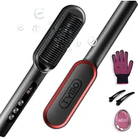 TYMO Haarglätter Bürste - Schnelles Glätten, Ionen Glättbürste, Anti-Frizz, 9 Temperatureinstellungen, LCD Bildschirm