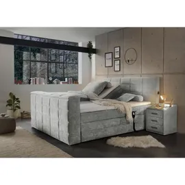 ed exciting design Boxspringbett Denver inkl. Motor, - motorisierte TV-Halterung bis 40 Zoll, grau