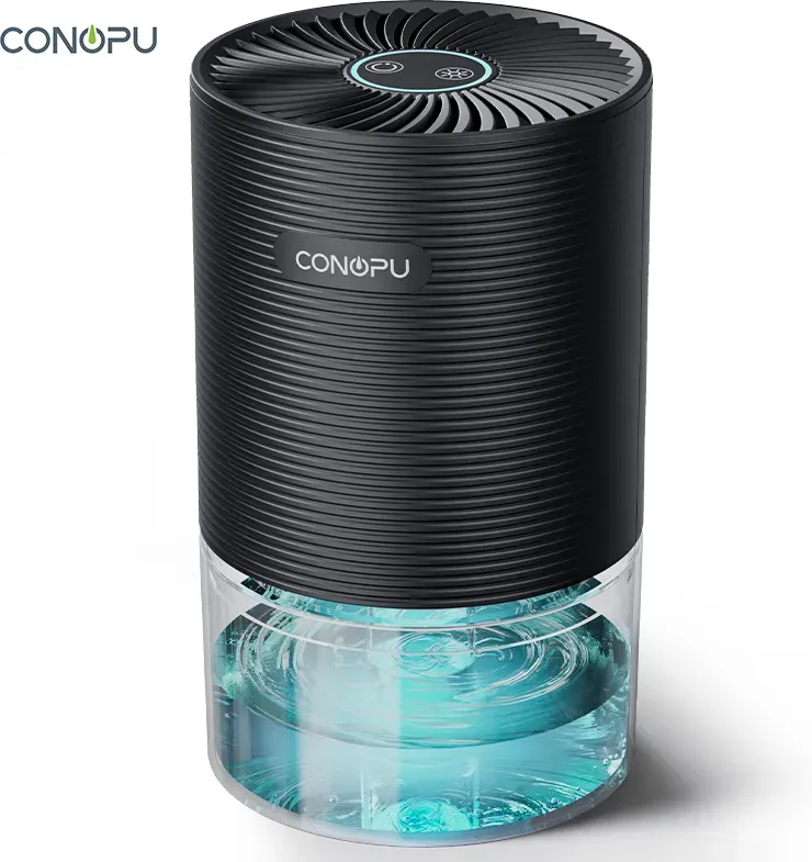 CONOPU Entfeuchter CS03, 750 ml Fassungsvermögen für Zuhause, tragbar für Schlafzimmer, Kleiderschrank, Büro, Auto (5-10 m2), Ultra-leise 30 dB, 300 ml/Tag Feuchtigkeitsentfernung, Automatische Abschaltung & Abtauen, 7-farbige Nachtleuchte.