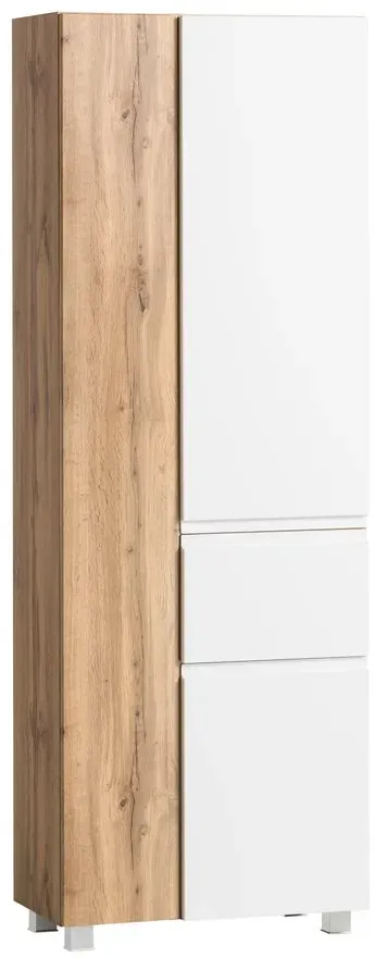 Held-Möbel Hochschrank Monza Dekor Braun, Weiß Eiche /