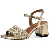 Marco Tozzi Damen Sandalen mit Absatz Elegant mit Lochmuster, Gold (Gold), 37 EU