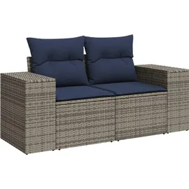 vidaXL Gartensofa-Set mit Kissen, grau, Polyrattan
