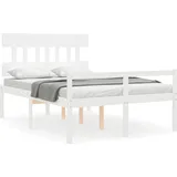 Seniorenbett mit Kopfteil Weiß Massivholz - Weiß