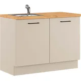 Impuls Küchen Mehrzweckschrank-Set IMPULS KÜCHEN "Warschau", grau (kieselgrau mit vintage eiche, nachbildung), B:120cm H:91,8cm T:60cm, Dekorfolie, Holzwerkstoff, Kastenmöbel-Sets, Vielfältige Varianten verfügbar; kombinierbar mit anderen Artikeln