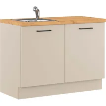 Impuls Küchen Mehrzweckschrank-Set IMPULS KÜCHEN "Warschau", grau (kieselgrau mit vintage eiche, nachbildung), B:120cm H:91,8cm T:60cm, Dekorfolie, Holzwerkstoff, Kastenmöbel-Sets, Vielfältige Varianten verfügbar; kombinierbar mit anderen Artikeln