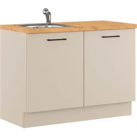 Impuls Küchen Mehrzweckschrank-Set IMPULS KÜCHEN "Warschau", grau (kieselgrau mit vintage eiche, nachbildung), B:120cm H:91,8cm T:60cm, Dekorfolie, Holzwerkstoff, Kastenmöbel-Sets, Vielfältige Varianten verfügbar; kombinierbar mit anderen Artikeln