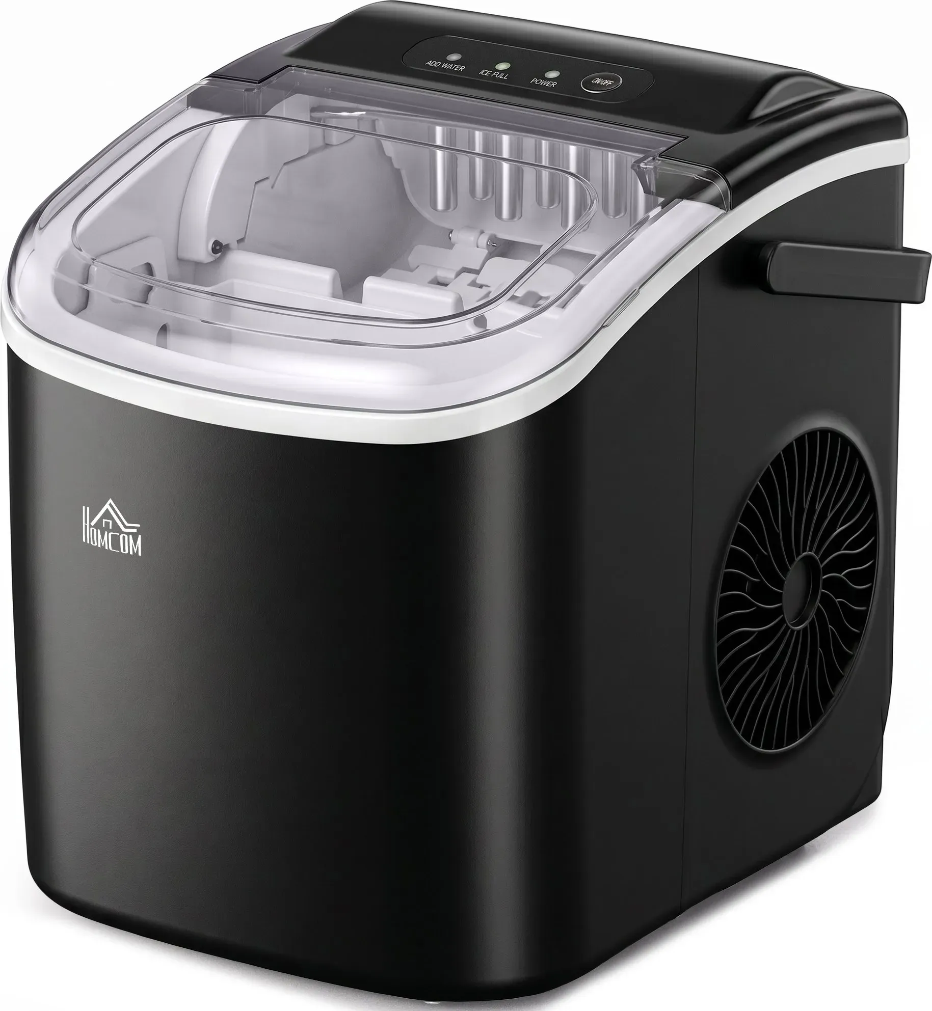 HOMCOM Eiswürfelmaschine Eiswürfelbereiter 9 Würfel in 6-12 Minuten 12 KG pro 24 Stunden Wasserstation mit 1,3 L Wassertank Schwarz   Aosom.de