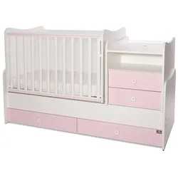 Lorelli Baby- Jugendbett Combo umbaubar 2 Kinder gleichzeitig Schaukelfunktion pink