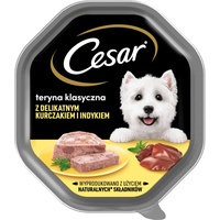 Cesar Klassik-Terrine Nassfutter für ausgewachsene Hunde mit zartem Huhn und Truthahn, Schale 14 x 150g