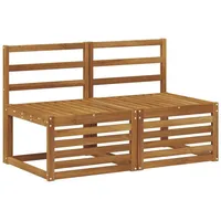 vidaXL 2er-Set Outdoor-Mittelsofa Massives Akazienholz Natur beige