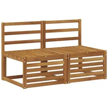 vidaXL 2er-Set Outdoor-Mittelsofa Massives Akazienholz Natur beige