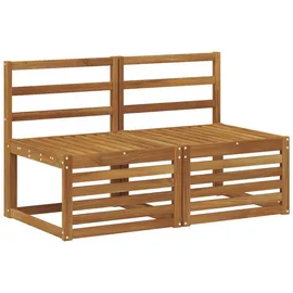 vidaXL 2er-Set Outdoor-Mittelsofa Massives Akazienholz Natur beige