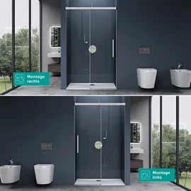 doporro Duschtür Nischentür dusche Duschabtrennung Duschkabine 100x195cm Duschwand Chrom ESG-Sicherheitsglas Duschabtrennung mit Soft-Close Klarglas inkl. Nano-Beschichtung Teramo12k-plus