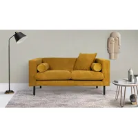 2-Sitzer HOME AFFAIRE "Lillibeth Designsofa mit Wellenunterfederung, Maße B/T/H: 155/74/83 cm", gelb (safran), B:155cm H:83cm T:74cm, 100% Polyester, Sofas, Zierkissen als Wendekissen, in Samtoptik oder Cord