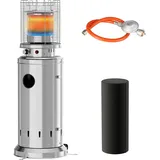 TLSUNNY Heizstrahler Terrasse, Terrassenstrahler mit Schutzhülle und Piezoelektrische Zündung, Terrassenheizer mit Rädern und Heringen, Edelstahl