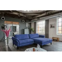 KAWOLA Sofa MALTA Ecksofa Stoff blau Recamiere rechts -