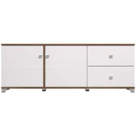 INOSIGN TV-Board INOSIGN "Burgundy Lowboard, TV-Schrank, TV-Ständer, Hochglanzfronten", weiß (opaque weiß, flagstaff eiche), B:162cm H:59,5cm T:40cm, FSC-zertifizierter Holzwerkstoff, Sideboards, TV-Board, Hochglanzfronten und eine Innenausstattung in Flagstaff