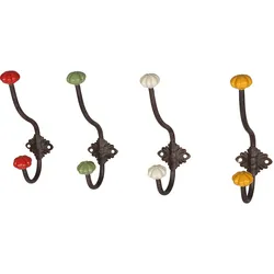 Garderobenhaken AMBIENTE HAUS "Haken mit Keramik - gelb 23cm", gelb (antikbraun, gelb), B:5cm H:23cm T:8cm, Eisen, Garderobenhalter