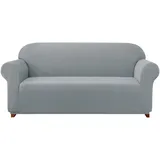 subrtex kariert Sofabezug Sofahusse Sesselbezug Stretchhusse Sofaüberwurf Couchhusse Spannbezug(2 Sitzer,Hellgrau)