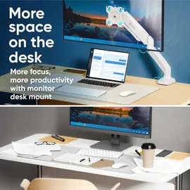 ONKRON Monitor Tischhalterung für 13-32 Zoll, bis 8 kg, Gasdruckfeder, VESA 75x75 & 100x100, schwenkbar, neigbar, drehbar, Weiß G80-W