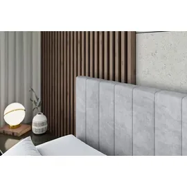 altdecor Boxspringbett mit H3 Matratze und Topper - 180 x 200 cm - EDITA - Hellgrau Samt - Polsterbett mit Bettkasten und Lattenrost, Bett mit Stau... - Hellgrau